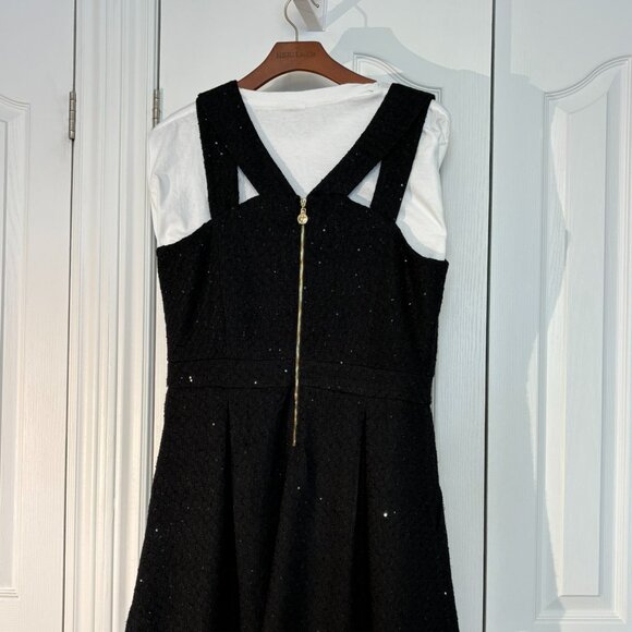 Yumi Black Textured Sequin Fit & Flare Dress - Picture 4 of 13
